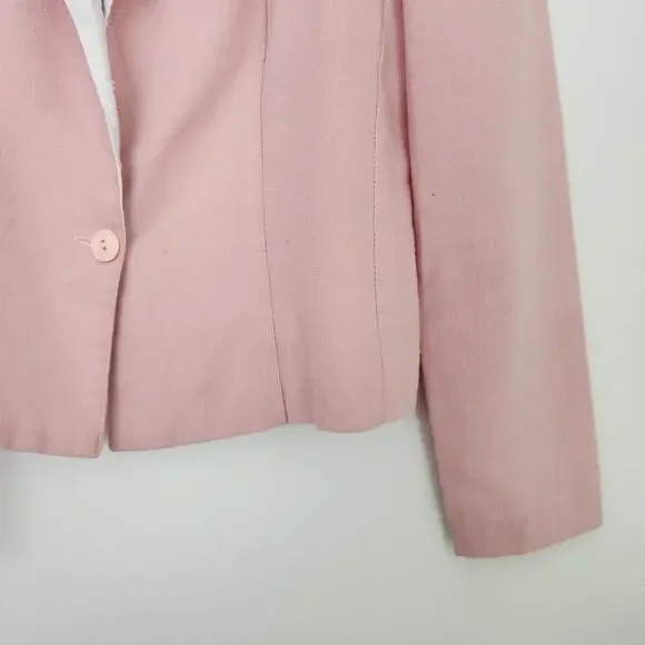 Vintage M Company Pink Blazer One Button Fold Over Collar Should Pad Suit Coat S - Picture 4 of 11